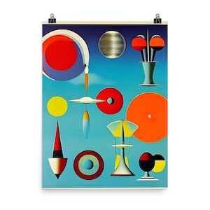 Abstract Mid Century Modern Inspired Print- Vintage Retro Futurism Style Artwork