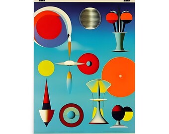 Impresión inspirada moderna abstracta de mediados de siglo - Obra de arte de estilo futurismo retro vintage