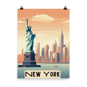 New York Travel Print - Minimalist Retro Wall Art