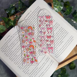 Bookmark | Acrylic Bookmark | Decal Bookmark | Bookish Bookmark | Bookmarks | Pink Bow Bookmark | Coffee Doodle Bookmark