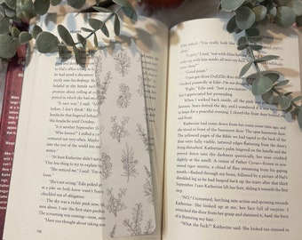 Bookmark | Laminated Bookmark | White & Black Floral