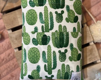 Book Sleeve | Padded Book Sleeve | Book Cover | Green Cactus