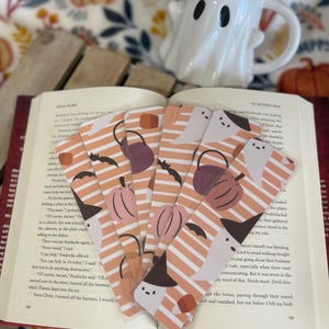 Bookmark | Halloween Bookmark | Ghosts On Stripes