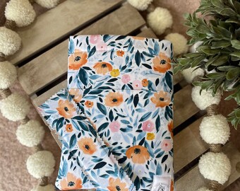 Book Sleeve | Padded Book Sleeve | Book Cover | Orange and Pink Floral