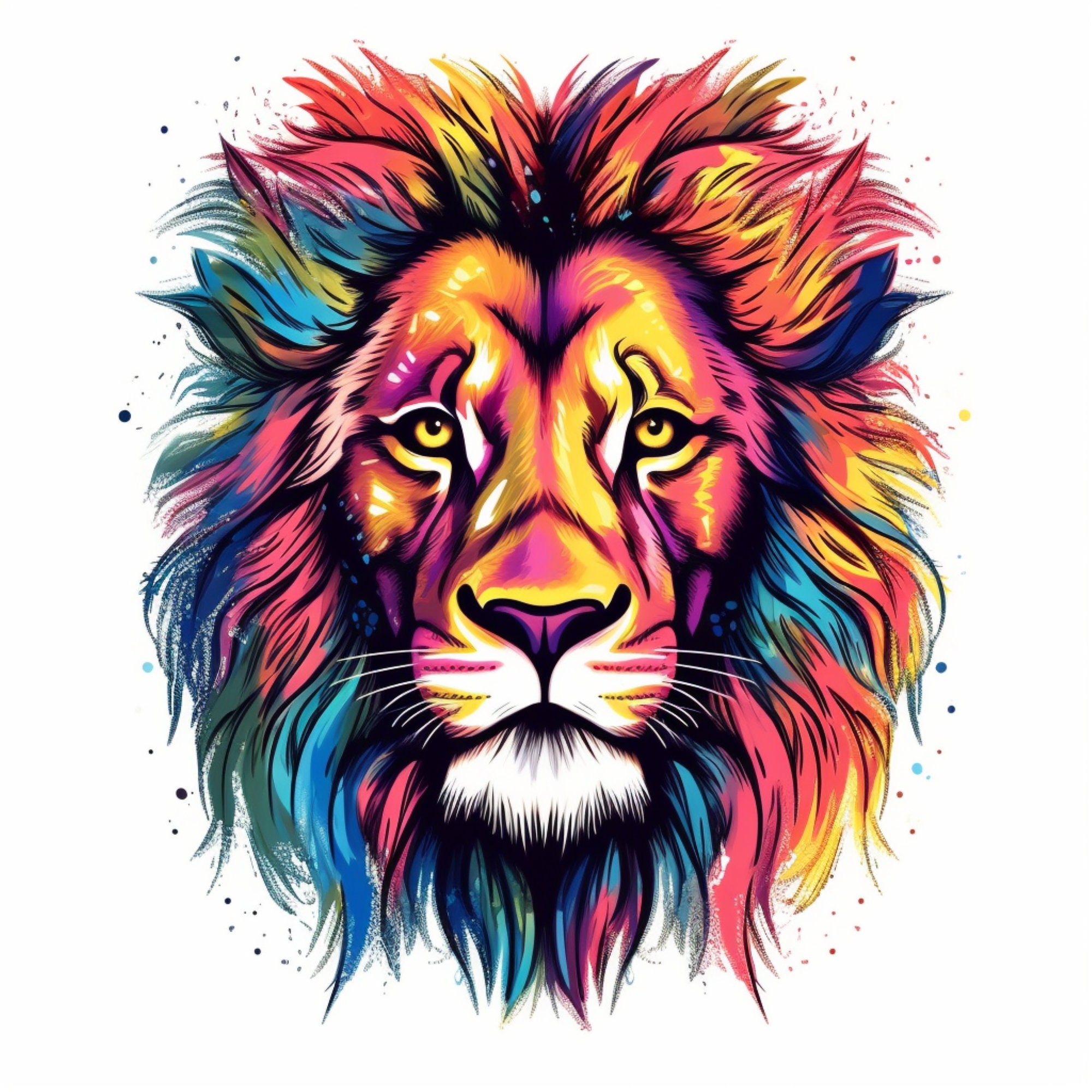 Lion PNG | Colorful Lion Sublimation | Lion Portrait | Lion illustration | DTG printing | Instant Download |