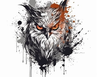 Owl PNG | Sublimation of White and Black Owls | Portrait of Owl | Illustration of Owl | DTG printing | Instant Download |