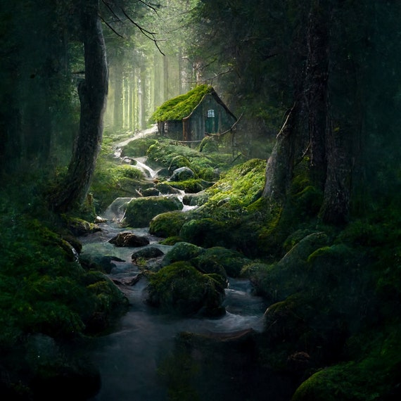 Ensemble de 5 Paysage de Foret, Foret/nature art numérique, téléchargeable, Impression numérique