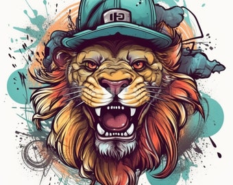 Lion PNG | Colorful Lion Sublimation | Lion Portrait | Lion illustration | DTG printing | Instant Download |