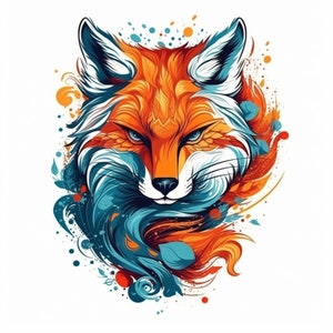 Fox PNG | Colorful fox sublimation | Fox portrait | Illustration of foxes | DTG printing | Instant Download |
