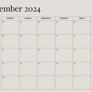 2025 Calendar 2025 Monthly Planner Landscape Simple Monthly Calendar Sunday & Monday Start 2025 A4 Letter Size Wall Calendar PRINTABLE PDF