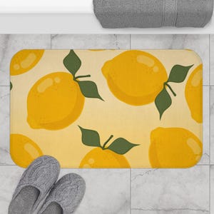 Lemonade Dreams Bath Mat - Citrus Decor for Bathroom, Bright Kitchen Rug, Summer Vibes, Housewarming Gift, Fun Bathroom Accessory