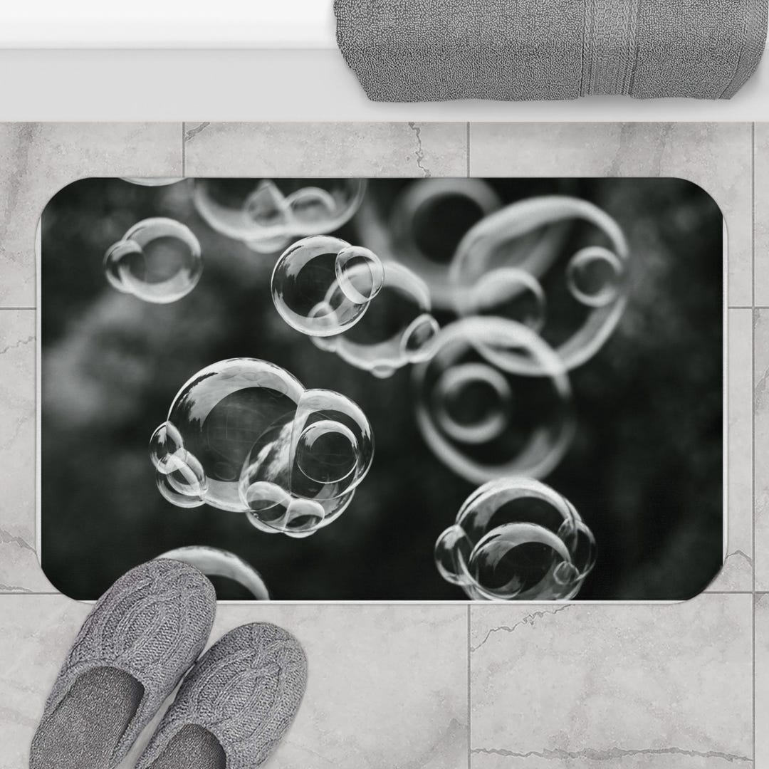Black and White Bubbles Bath Mat, Modern Bathroom Decor, Spa Vibes ...