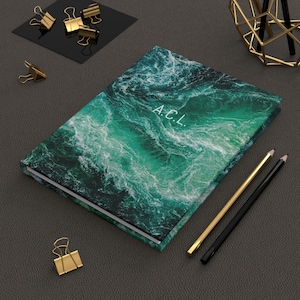 Ocean Waves - CUSTOM TEXT - Hardcover Lined Journal - Matte Finish