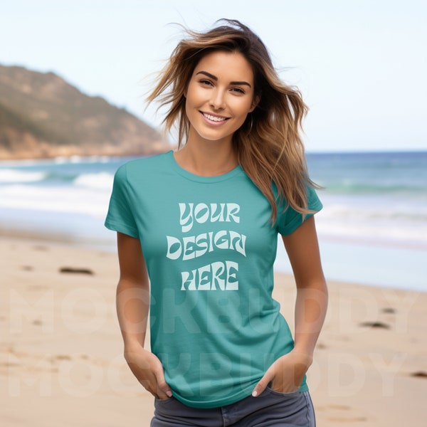 T-shirt Turquoise Girls Be An Original - Taille M - Coton 100% - Occasion Très Bon état