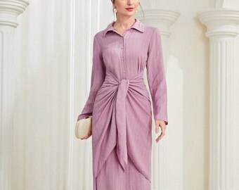 Robe Chemise  À Bouton mauve , chemise mauve , chemise violet femme