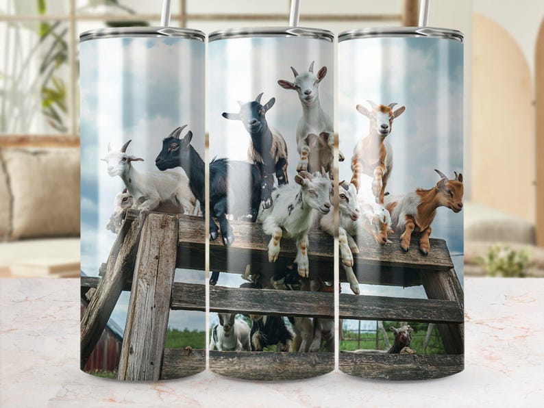 Schattige geitenhouder wrap, rustieke boerderijdieren, 20oz boerderij png, speelse digitale download, landelijk decor, gezellige pastorale charme afdrukbaar afbeelding 1