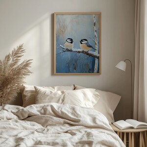 Winter Chickadees Painting - Rustic Snowy Scene, Printable Wall Art, Cottagecore Bird Decor, Vintage Winter Nature Print, Digital Art 165 image 7