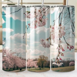 Cherry Blossom Tumbler Wrap Design, Spring Floral Tumbler Wrap PNG, Nature Inspired Tumbler Wrap Digital Download, 20oz
