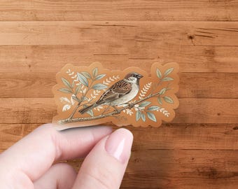 Niedlicher Spatz Vogel Aufkleber, Dekorativer Laptop Aufkleber, Vogel Liebhaber Geschenk, Natur Inspirierter Aufkleber, Tier Aufkleber, Wasserdichter Aufkleber
