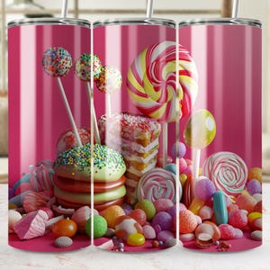 Candy Themed Digital Tumbler Wrap PNG, Sweets and Treats Tumbler Wrap, Colorful Dessert Digital Print, Instant Download, 20oz