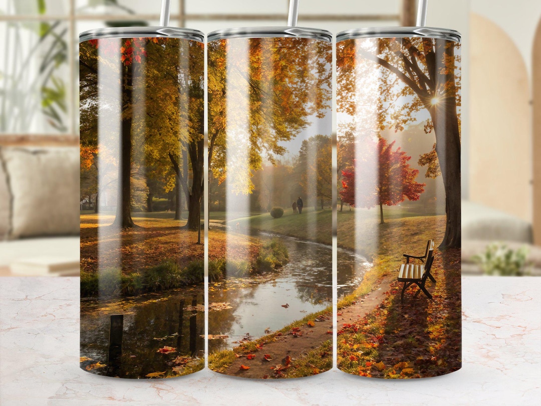 Fall Foliage Tumbler Wrap PNG Tumbler Wrap Digital Download Autumn Park ...