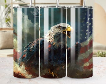 Patriotic Eagle Digital Tumbler Wrap PNG Design, American Flag Eagle Tumbler Wrap, Digital Download, Sublimation Tumbler Wrap