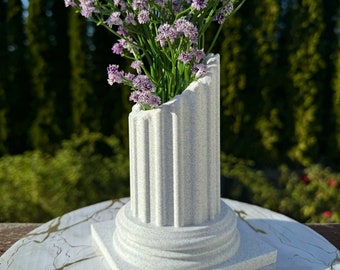 Rustic Stone Pillar Vase – Unique PLA Home Decor Planter