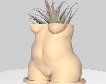 Body Planter: Thick Woman Figure, Unique Home Decor