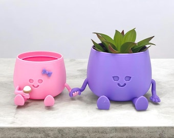 Maceta con cara feliz / Decoración de interior de PLA impresa en 3D