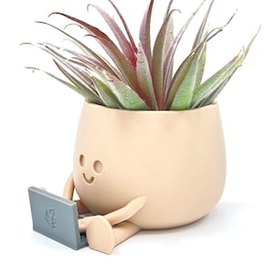 Happy Face Planter – Cute Desk Accessory, Fun Office Decor & Unique Pot for Plant Lovers, Great Gift Idea, computer