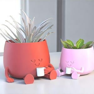 Happy Face 3D Printed Planter Pot: Home & Office Decor