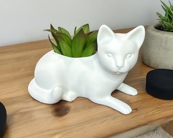 Cat Planter, Kitty Pot Succulents & Small Plants, Whimsical Decor for Home or Office