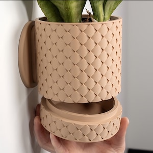 Wall Planter - Quilted Pattern Hanging Planter for Succulents, Boho Home & Office Decor, Gardening Gift