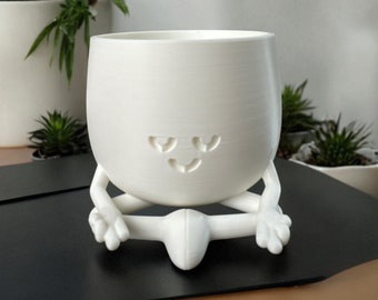 Maceta con cara feliz, ideal para yoga, ideal como decoración para el hogar y la oficina, con un soporte floral único.