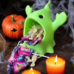 Ghost Bowl Halloween Candy Container, Decorative Spooky Treat Holder, Halloween Party Decor, Trick or Treat Candy Pot