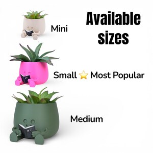 Cute Happy Face Planter, Book Pot, Gift for Book Lovers, Great Home & Office Decoration, Unique Floral Holder. One Color image 5