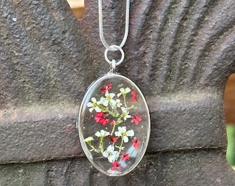 Real pressed flowers pendant