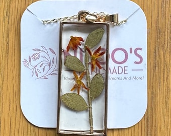 Real pressed flowers pendant
