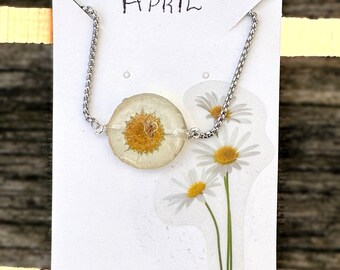 April Birth Month Pressed Flower Bracelet