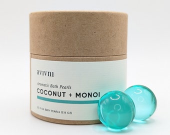Bath Oil Pearls - Coconut Monoi Scent, Bath Oil Beads with Coconut Oil and Monoi Oil - Valentine's Day Gift  (15 ct.)