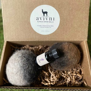 Wool Dryer Balls Gift Set- (Local Alpaca Wool or Sheep Wool) Sensitive Skin Laundry, Eco Friendly Dryer Sheet Alternative, Laundry Freshener