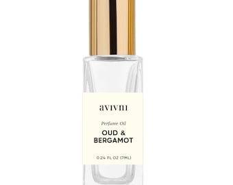 Oud & Bergamot Luxury Perfume Oil RollOn - Clean Fragrance (7ml) Long Lasting Scent Projection with Cedar, Citrus, Subtle Oud, Alcohol Free