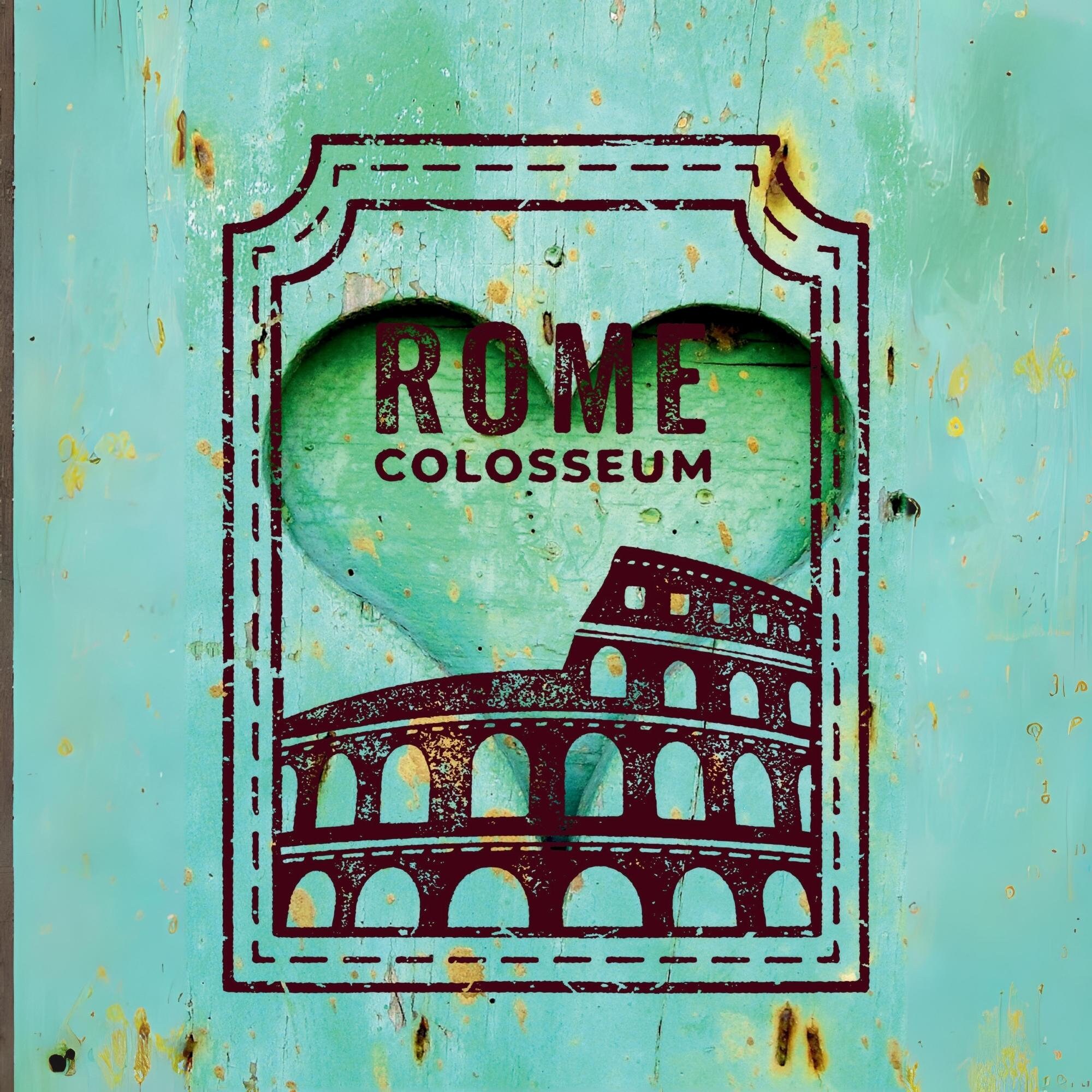 Rusty Rome Colosseum, Rome Wall Art, Heart Shapes, Italy Wall Art, Turquoise Art ...