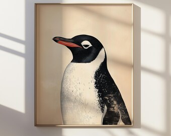 浮世絵ペンギン肖像画：日本の水墨画｜デジタルダウンロード｜デジタル