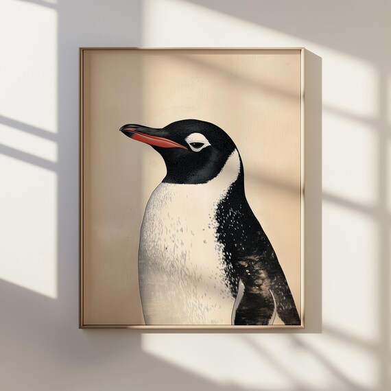 浮世絵ペンギン肖像画：日本の水墨画（デジタルダウンロード） - Etsy 日本