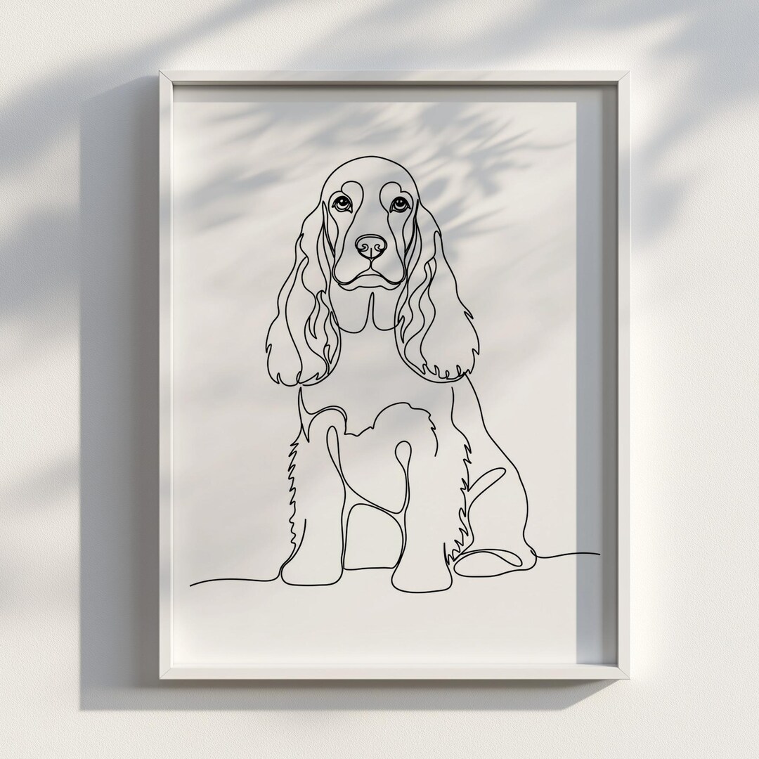 Cocker Spaniel Line Art | Minimalist Dog Line Art | Digital Download ...