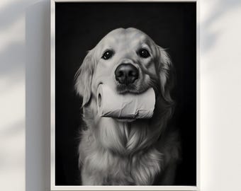 Divertente Golden Retriever da bagno - Cane stravagante / Download digitale / Stampa digitale / Stampa artistica da parete con download digitale