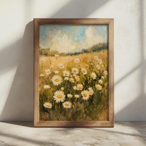 Wildblumenfeld Digitale Malerei: Sommer Daisy Art (Digitaler Download)