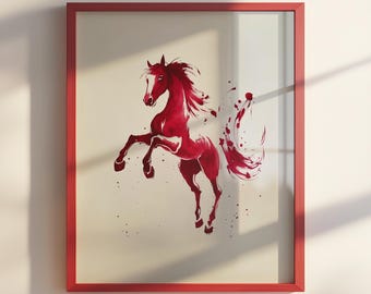 オリジナルの馬の芸術 中国の馬の絵 中国の筆絵 インク 馬のスケッチ