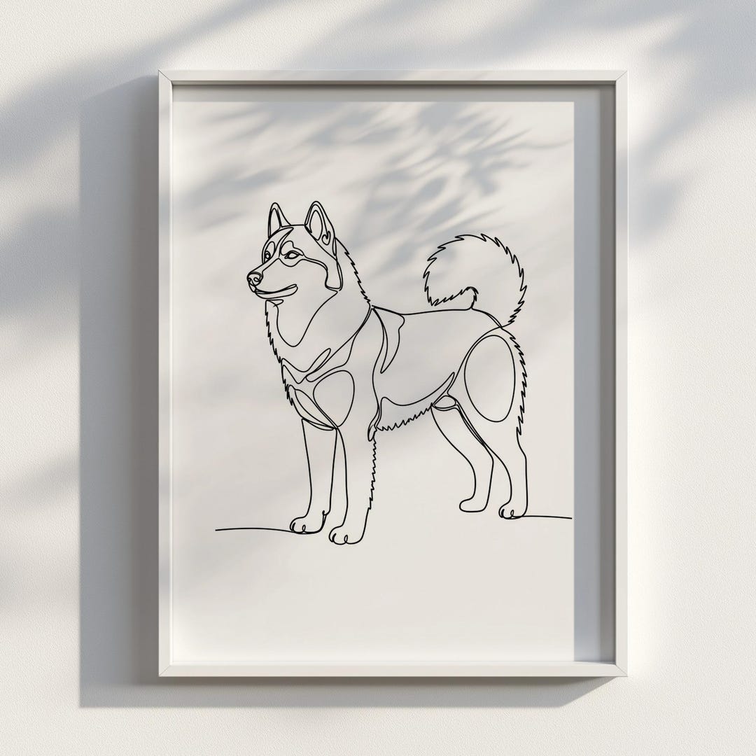 Husky Line Art | Minimalist Dog Line Art | Digital Download Wall Art - Etsy